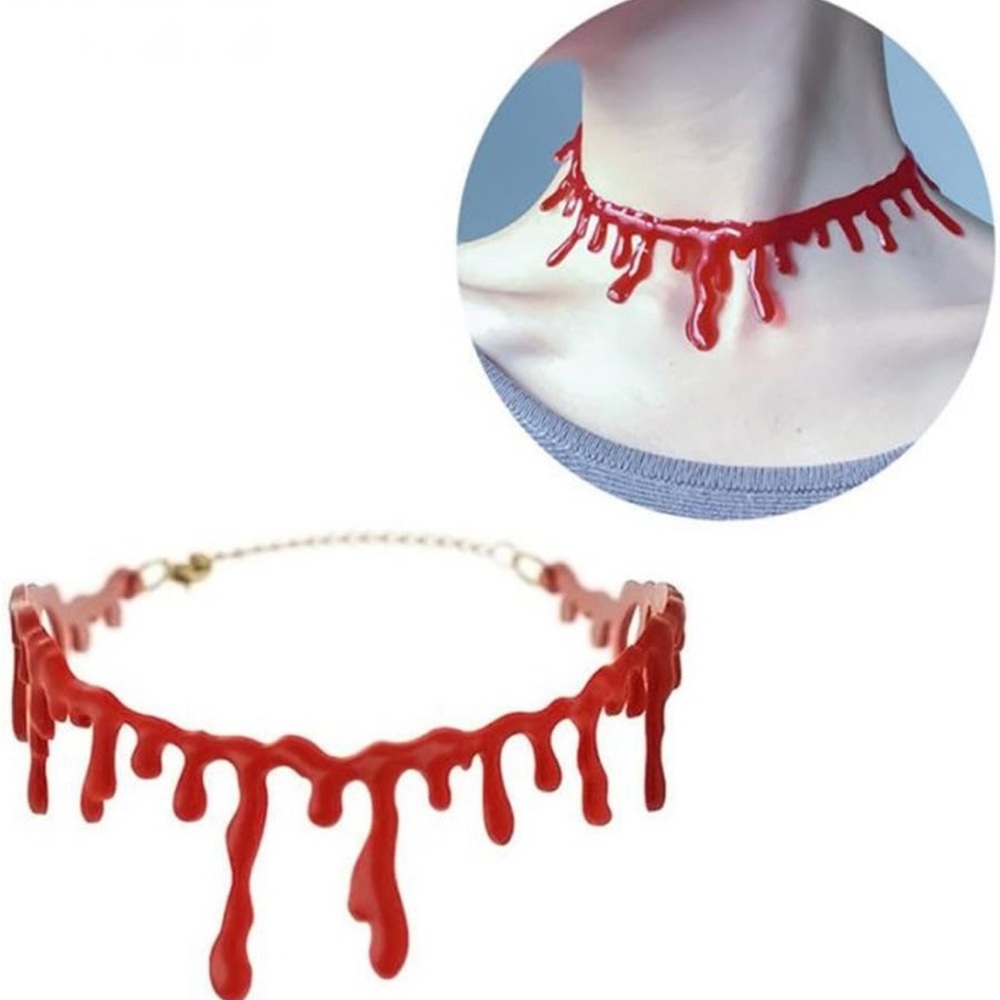 NEW Goth Vampire Blood Drip Choker Necklace Costume Cosplay Goth Spooky NWOT